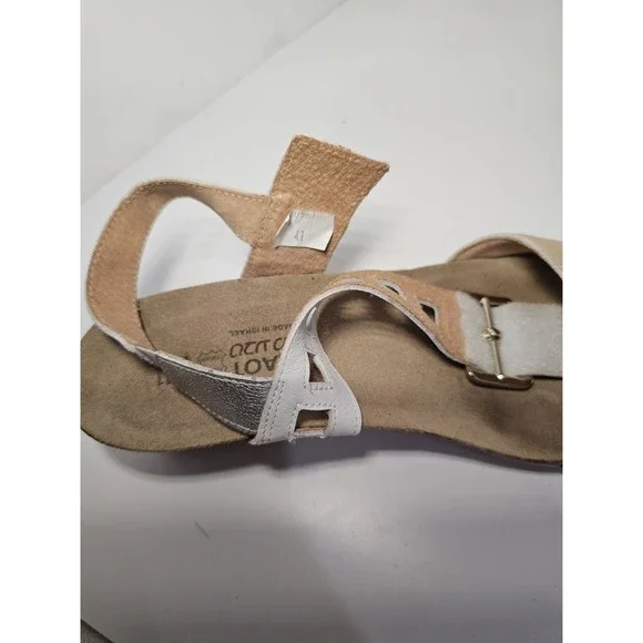 Naot Womens Dynasty Sandals EU 41 US 10 Rose Gold White Leather Wedge - Picture 8 of 10